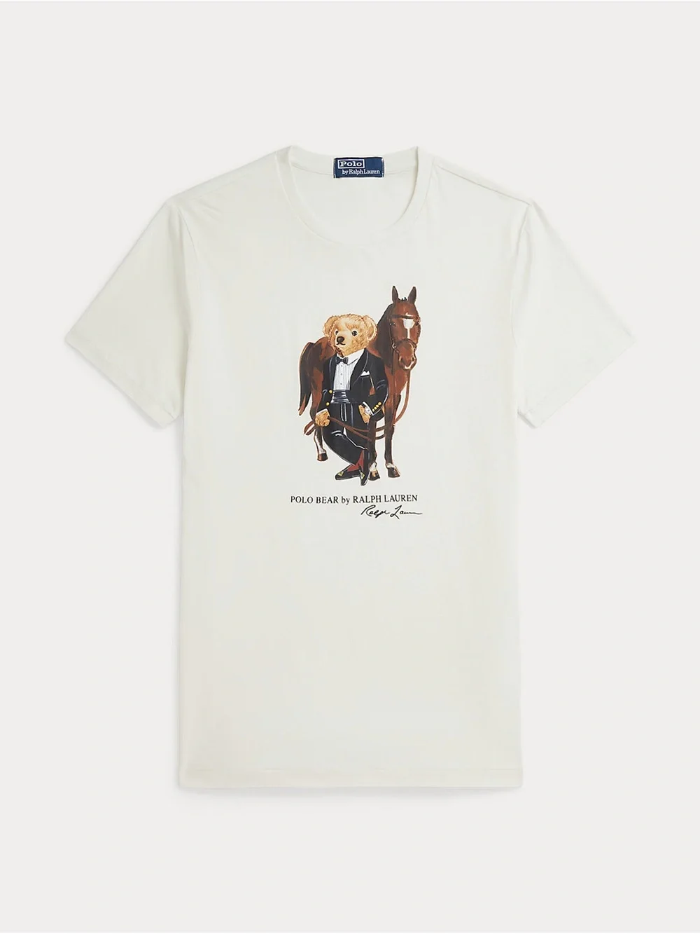 Polo by Ralph Lauren Cream Tee with Brown Bear & Dark Brown Horse Graphic